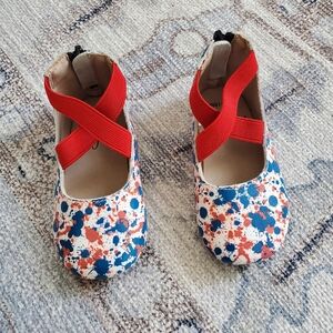 NWOT Monkey Feet Red, White And Blue Zip Shoes Sz12-18m